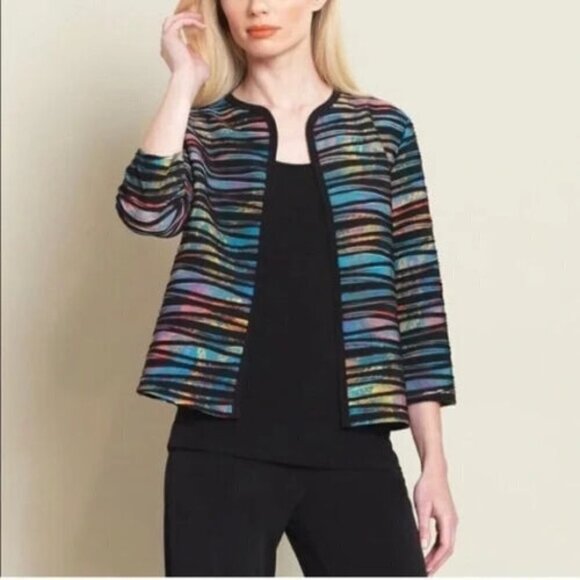 Clara Sunwoo Striped Bolero Cropped Jacket XS 3/4 Sleeve - Picture 1 of 7
